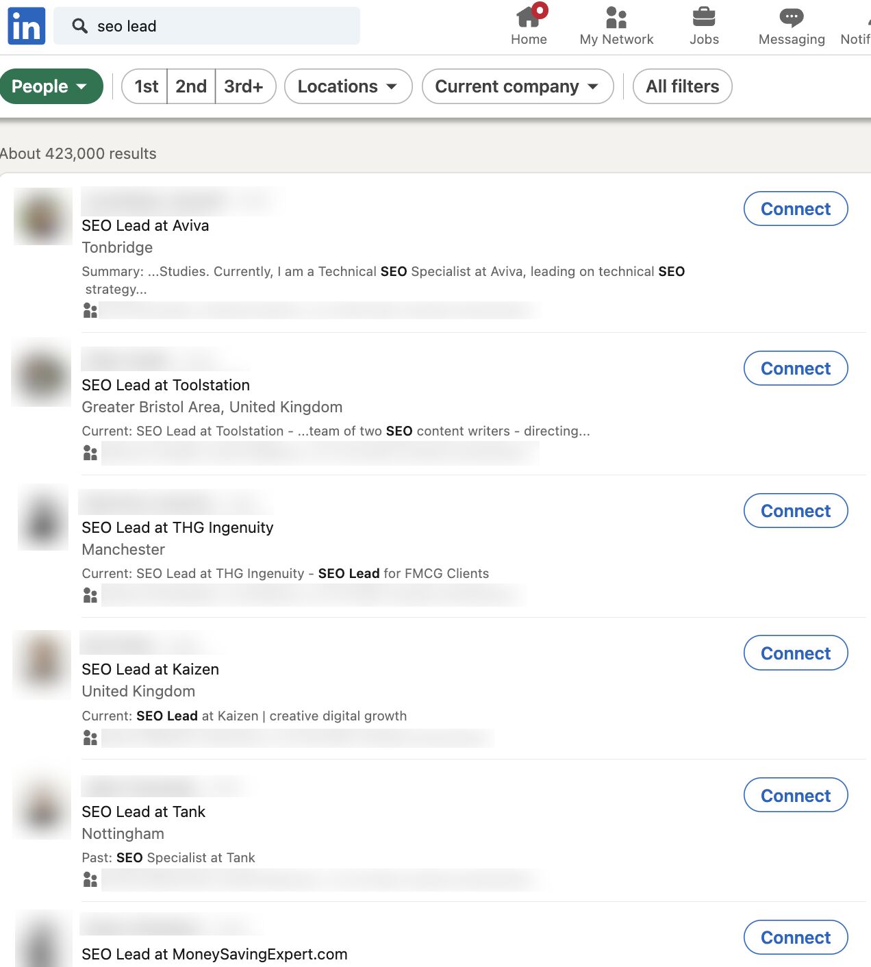 Searching for SEO Leads using Linkedin